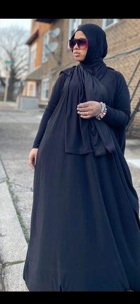 Dark Wide Abaya Set /Shayla