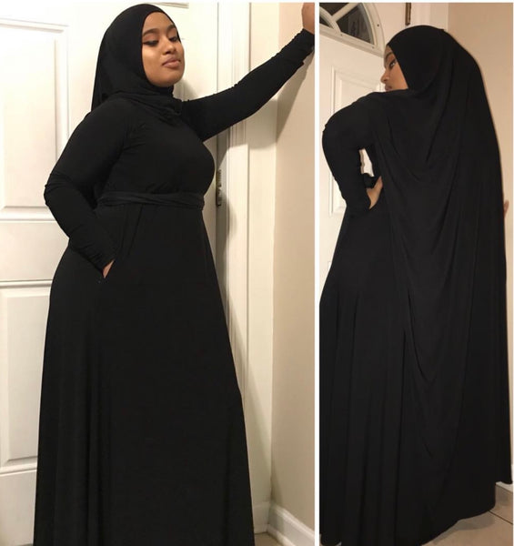 Dark Color Aline /high low khimar / belt