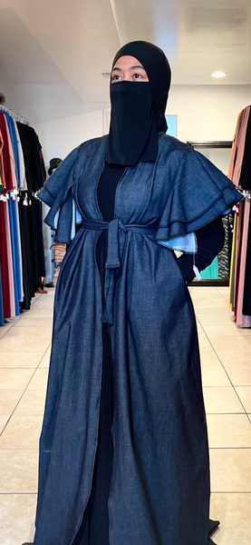 Blue Jean Sleeveless Duster / Belt / Pockets