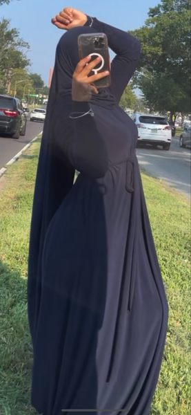 Dark Color Aline /high low khimar / belt
