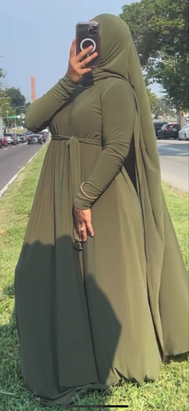Dark Color Aline /high low khimar / belt
