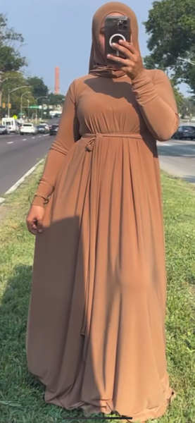 Dark Color Aline /high low khimar / belt