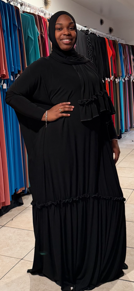 Black Kaftan Ruffle Set