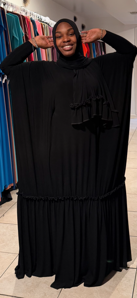 Black Kaftan Ruffle Set