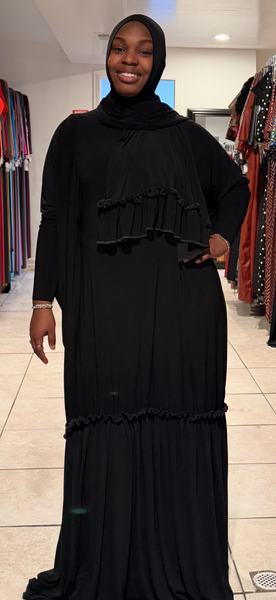 Black Kaftan Ruffle Set