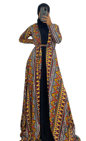 Multi Print Floor Length Duster